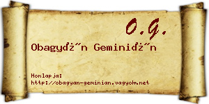 Obagyán Geminián névjegykártya